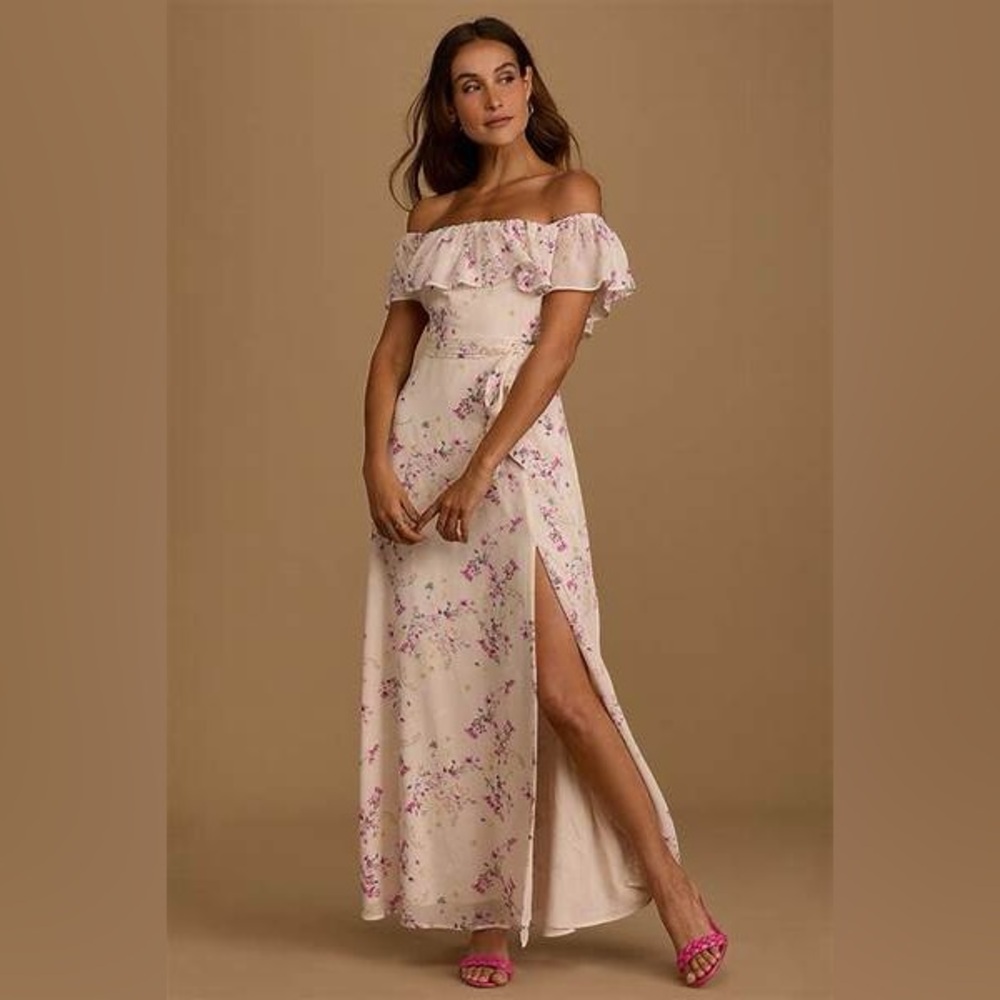 Lulu's Maxi Dress, Blush Pink, Size S, Off the Shoulder, Fairycore, Romantic